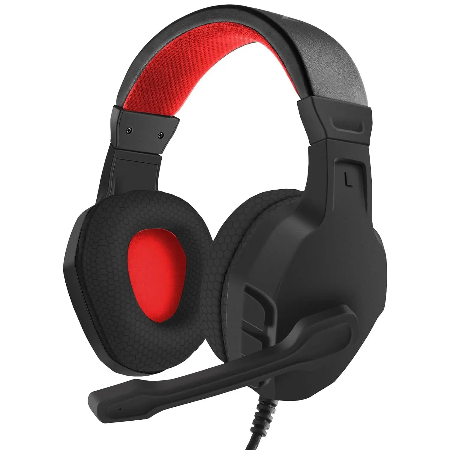 U3  with Mic for PC, PS4, PS5,  1, , , Wired Over-Ear Gaming Headphones with Mic Clear Call, Lightweight & in-Line Control-Red
