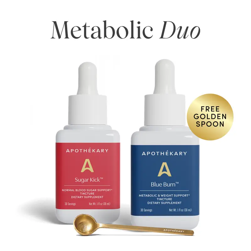 Apothékary Metabolic Duo - Metabolic + Food Cravings & Normal Blood Sugar Support Herbal Drops* | Free Spoon | Made in the USA