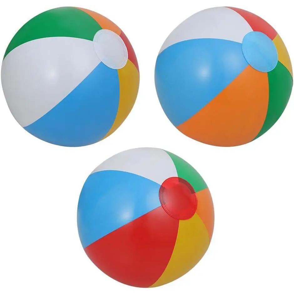 12-Pack Safe Foldable Round Inflatable Beach Balls for Kids, Easy-Inflate Summer Pool Toys, Beach Party Supplies, Hawaiian Tropical Decor