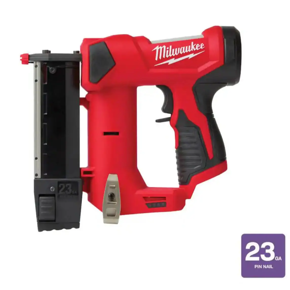 Milwaukee M12 Ergonomic Cordless 23-Gauge Pin Nailer (2540-20) with Double-Action, Steady Drive, Tool-Free Depth Control, Cordless Freedom on Jobsite, Up to 750 Nails per Charge