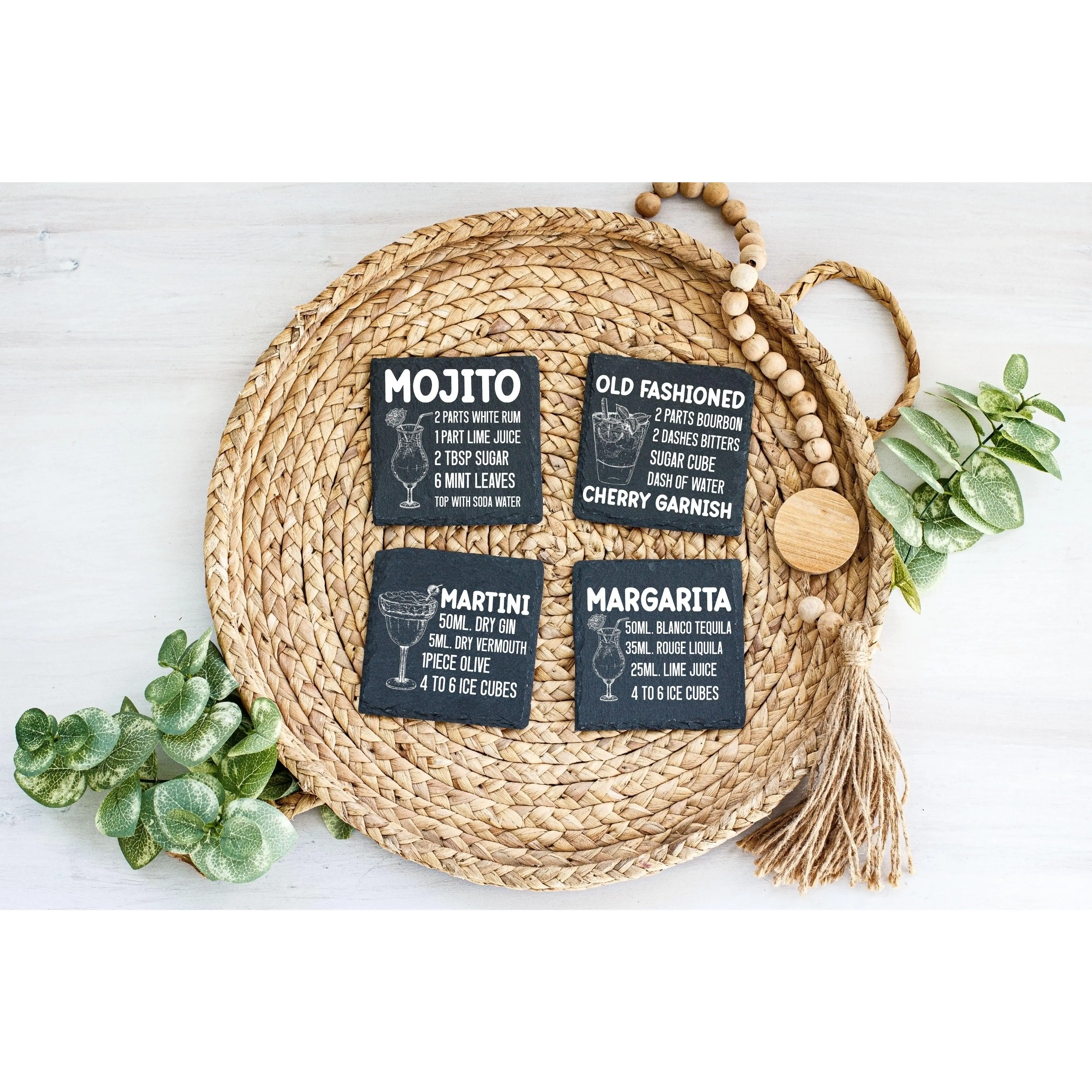 Cocktail-Themed Slate Coasters