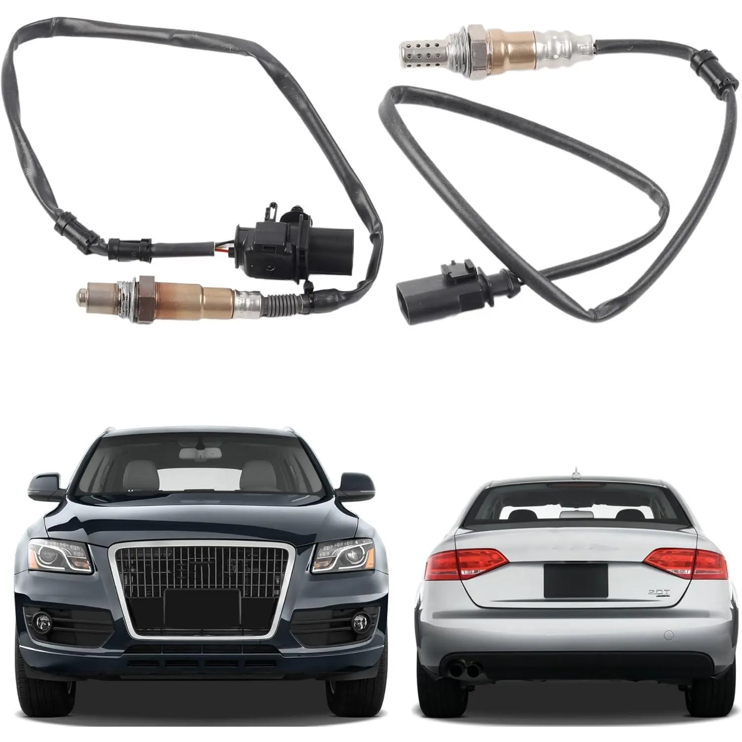 Oxygen Sensor Compatible with Audi Q5 2011-2017 2.0L, Audi A4 2009-2016 2.0L, A6 2012-2015 Upstream & Downstream O2 Sensor 2PCS Set Replaces# 250-24672 250-25040