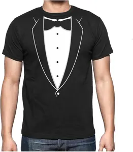 Tstars Printed Tuxedo Shirts for Men Suit with Bow Tie Funny Wedding Bachelor Party Halloween Costume Mens Tux Shirt