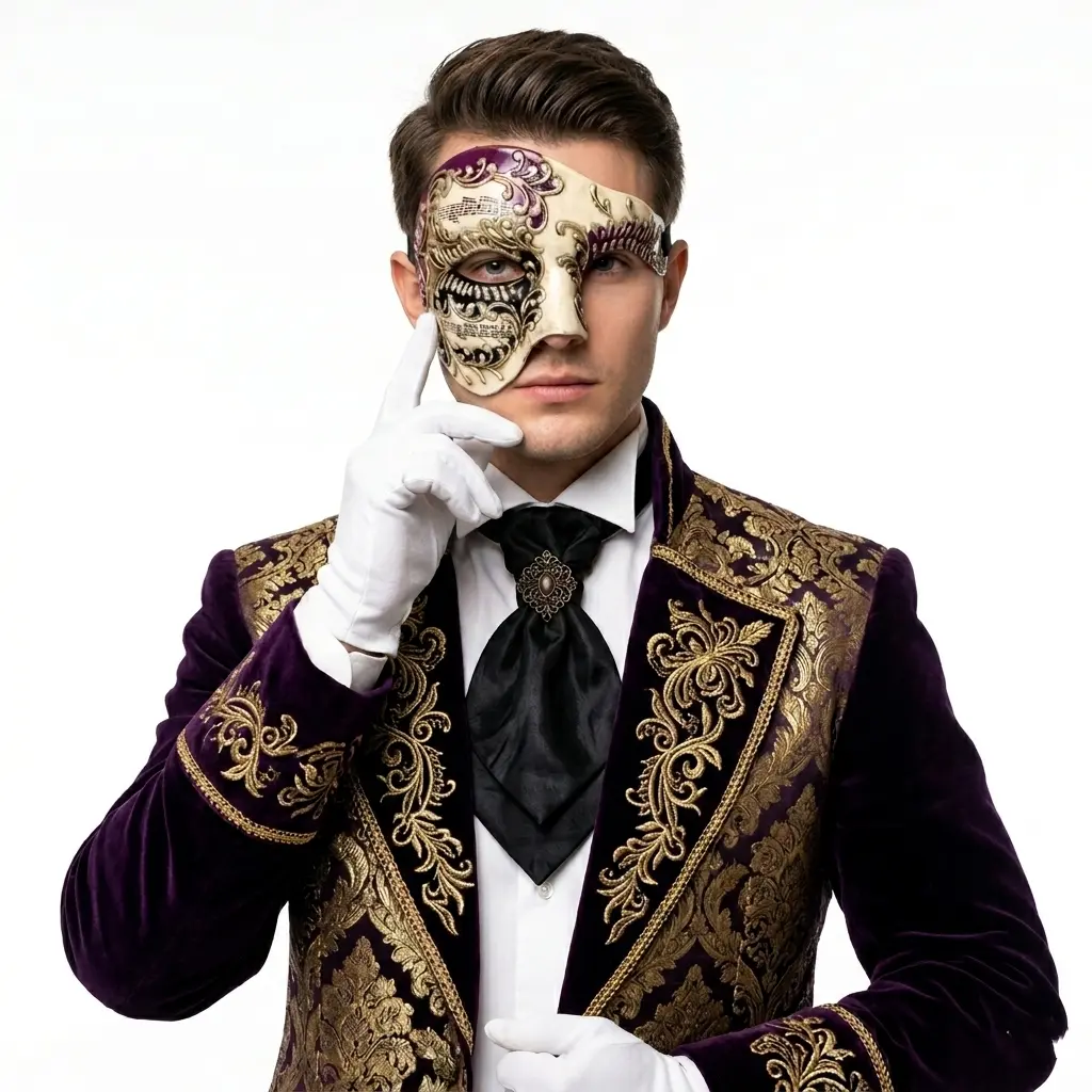 Purple Men Costume Phantom of The Opera Half Face Masquerade Party Masks