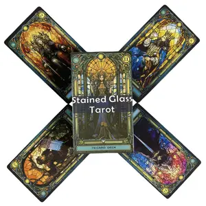 Stanined Glass Tarot Cards A 78 Deck For Beginners Deck Oracle English Visions Divination Edition Borad Deck Playing Games