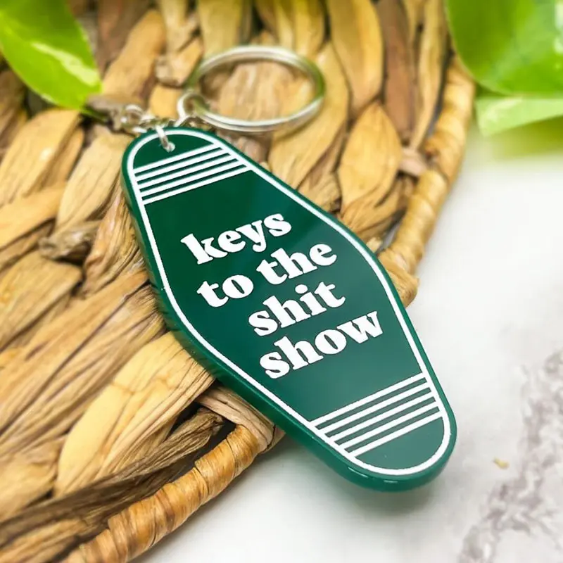 3pcs Retro Motel Hotel Aesthetic Keychain Funny Acrylic Key Tag Key Chain Ring Jewelry Gift for Women Men Friends