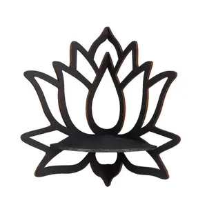 Floating Wooden Lotus Shape Display Shelf, Wall Corner Crystal Stone Storage Rack, Plant Holder for Home Decoration & Organizing