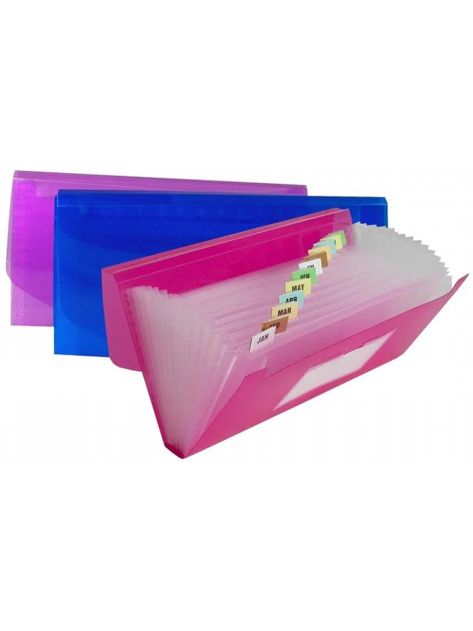 C-line Products Inc 58710 Polypropylene Archival Quality 13-Pocket Junior Size Durable Expanding File Organizer, Button & Elastic Closure, Document Holder for Filing Receipts & Up to 10" x 5" Document Storage