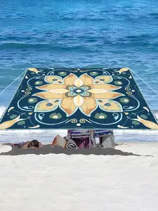 Patterned Print Sunshade Canopy, UV Protection Waterproof Polyester, Natural Landscape Style, Outdoor Garden Patio Shade, Free Nylon Rope Included, Beach Shade Canopy