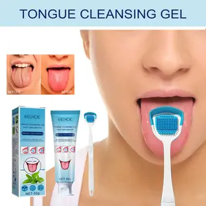 Eelhoe Tongue Cleaning Gel with Brush Tongue Cleaning Oral Care Remove Oral Odor Fresh Breath