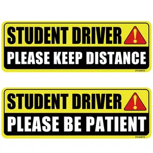 Student Driver Magnet New Driver Magnet For Car Student Driver Sign 4 Pack - Please Be Patient Safety Warning Signs, Reflective Heavy-Duty Removable Bumper Sticker For Beginners & Teen Drivers, 10"x3.4"
