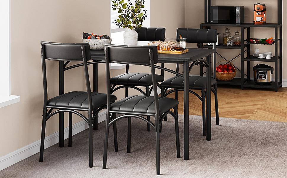 GARVEE Dining Table Set for 4 with Upholstered Chairs + Sturdy Metal Frame + Space-Saving Design + MDF Board + Easy to Maintain + Easy to Assemble + Suitable for Small Spaces