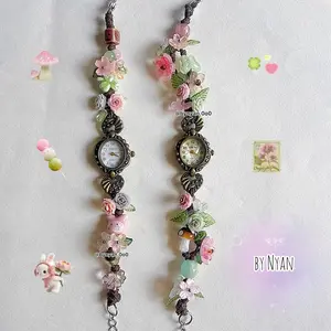Romantic Styles Handmade Flower Charm Watch – Beaded Aesthetic Watch, Cute Gift for Friends
