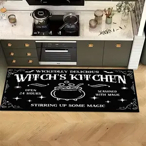 1 piece kitchen rug, kitchen floor mat set, Halloween rug, Decorative Rug, Kitchen Rug with Witch Pattern, soft comfortable non-slip design machine washable, home decoration, suitable for kitchen area kitchen floor decoration room floor