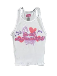 The Arts Are Alive and Well! SEE THROUGH RIBBED TANK TOP tumblr artsy timothee Alt Cute y2k Graphic Tank Slogan
