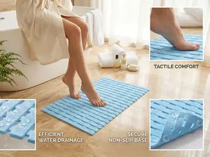 Rubber Bathroom Anti-Slip Mat Adhesive Floor Mat with Secure Non-Slip Base Efficient Water Drainage Available in for Your Choice