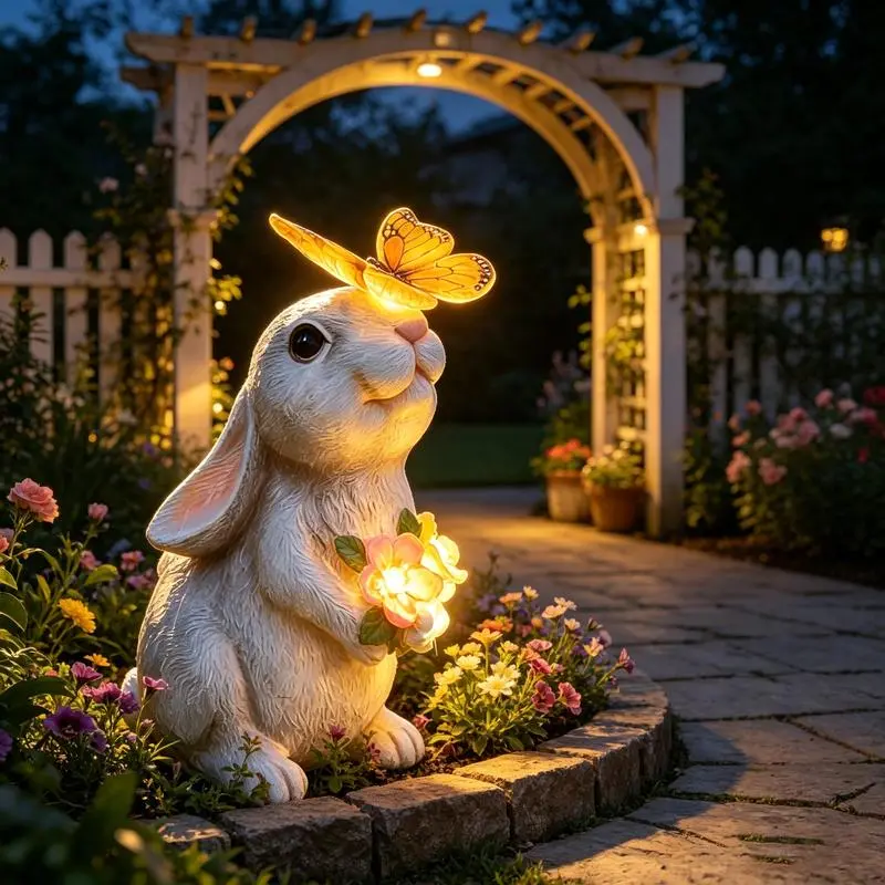 Solar Rabbit Garden Light | Waterproof Outdoor Decor | Glowing Butterfly Fairy Yard Light ornament