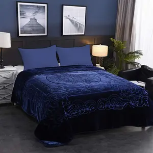 JML Fleece Blanket  Size, Heavy Korean , 85 X 95 Inches, 9 Lbs, Soft and Warm, Thick Raschel Printed  for Autumn, Winter, Bed, , Gifts (Navy)