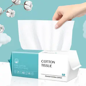 Disposable Face Towel 100 Count, Soft Cotton Facial Dry Wipes, Multi-Purpose for Skin Care, Makeup Remover, Face Wipes and Facial Cleansing for Daily Use