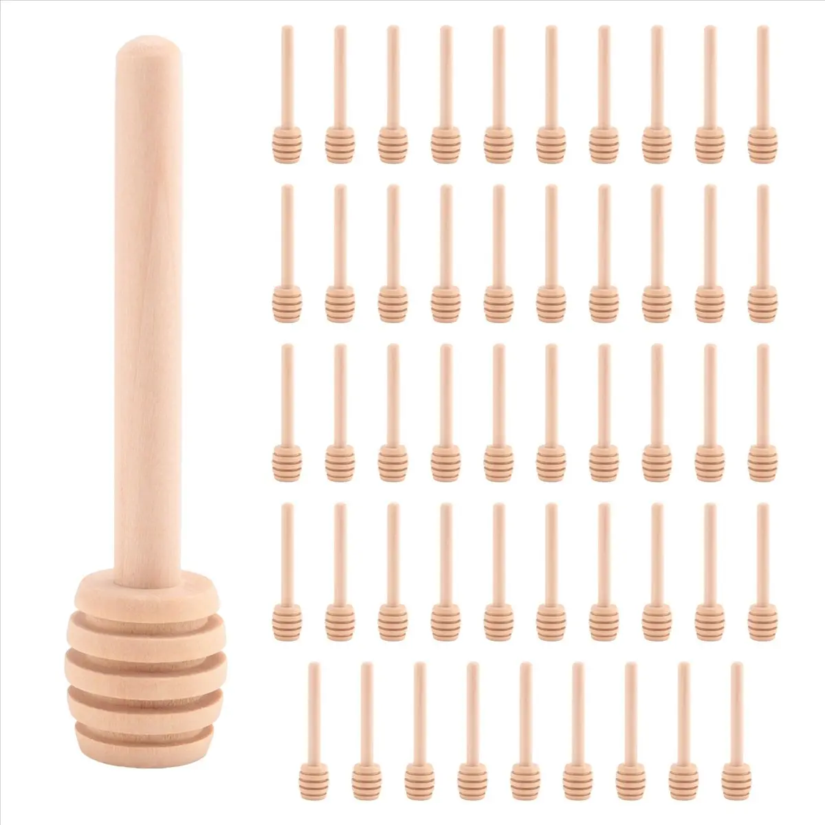 50 Pack of Mini 3 Inch Wood Honey Dipper Sticks, Individually Wrapped, Server for Honey Jar Dispenser Drizzled Honey, Wedding Party Favors