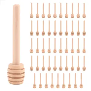 50 Pack of Mini 3 Inch Wood Honey Dipper Sticks, Individually Wrapped, Server for Honey Jar Dispenser Drizzled Honey, Wedding Party Favors