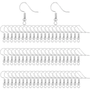 400 Pieces Stainless Steel Earring Hooks, Fish Hooks, French Wire Hooks, Coil and Ball Style Nickel-Free Ear Wires for Jewelry Making, Silver