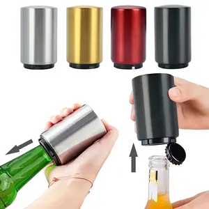 Stainless Steel Beer Opener, Water Bottle Opener, 1 Count Automatic Pop-Out Top Opener, Magnetic Attachment Bottle Opener, Travel Accessories, Bar Utensils for Home Picnic Camping, Bottle Cap Opener