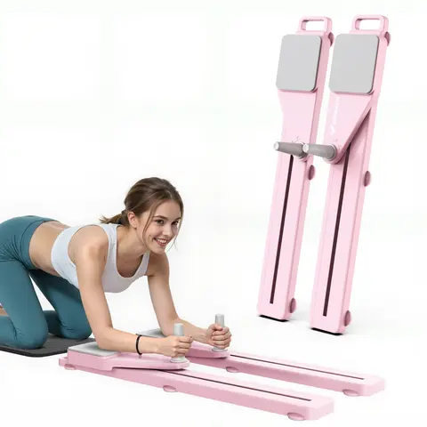 Merach Multi-functional Ab Exercise Board, Foldable Home Pilates Reformer with Knee Mat, Timer & Resistance Bands, Abdominal & Core Strength Training with Full-Body Toning Support, Abs Workout Equipment for Home Gym BackToSchool