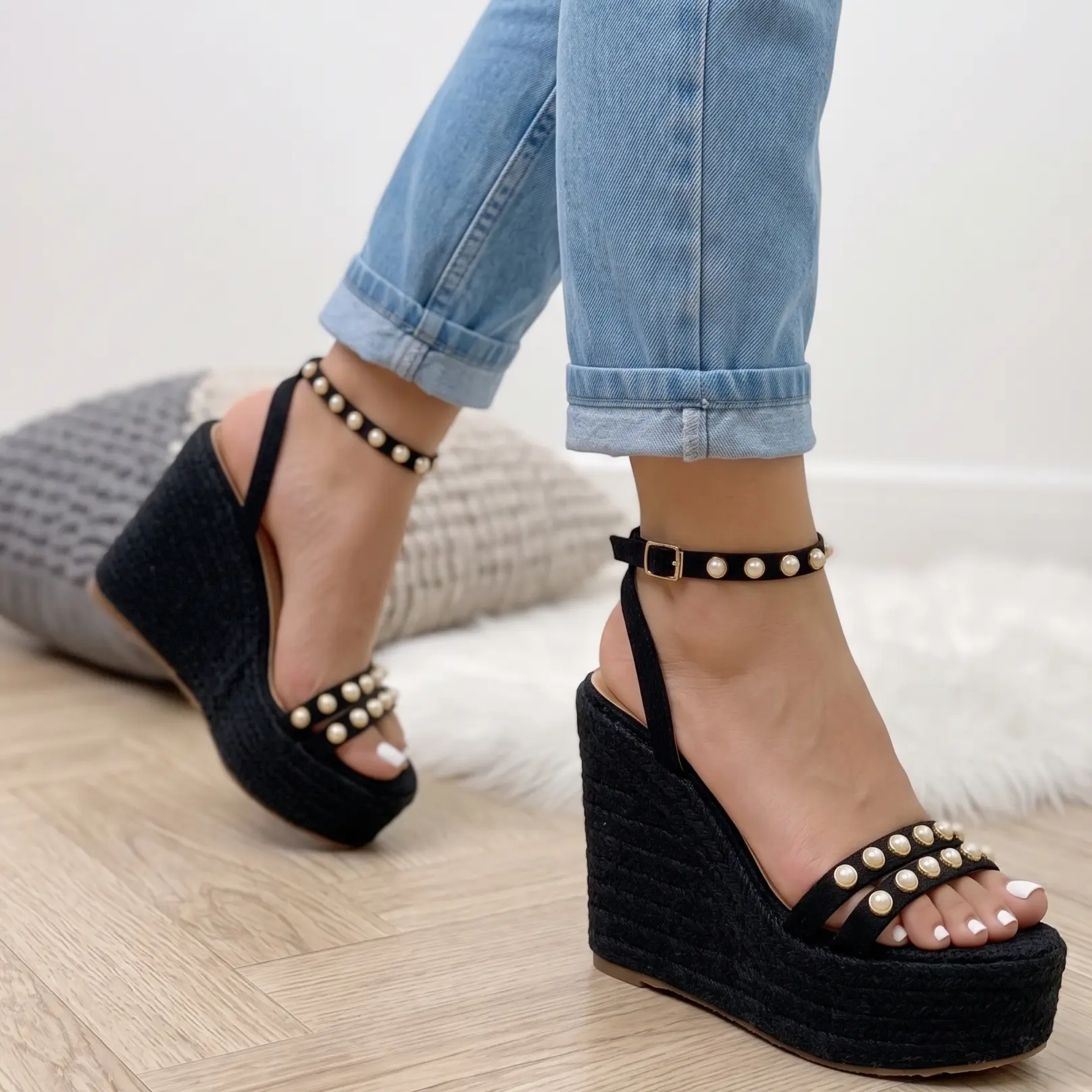 Selene /Colombian Sandals, Lightweight, Comfortable, Height 14cm Jute Heightened Cushion Artisanal