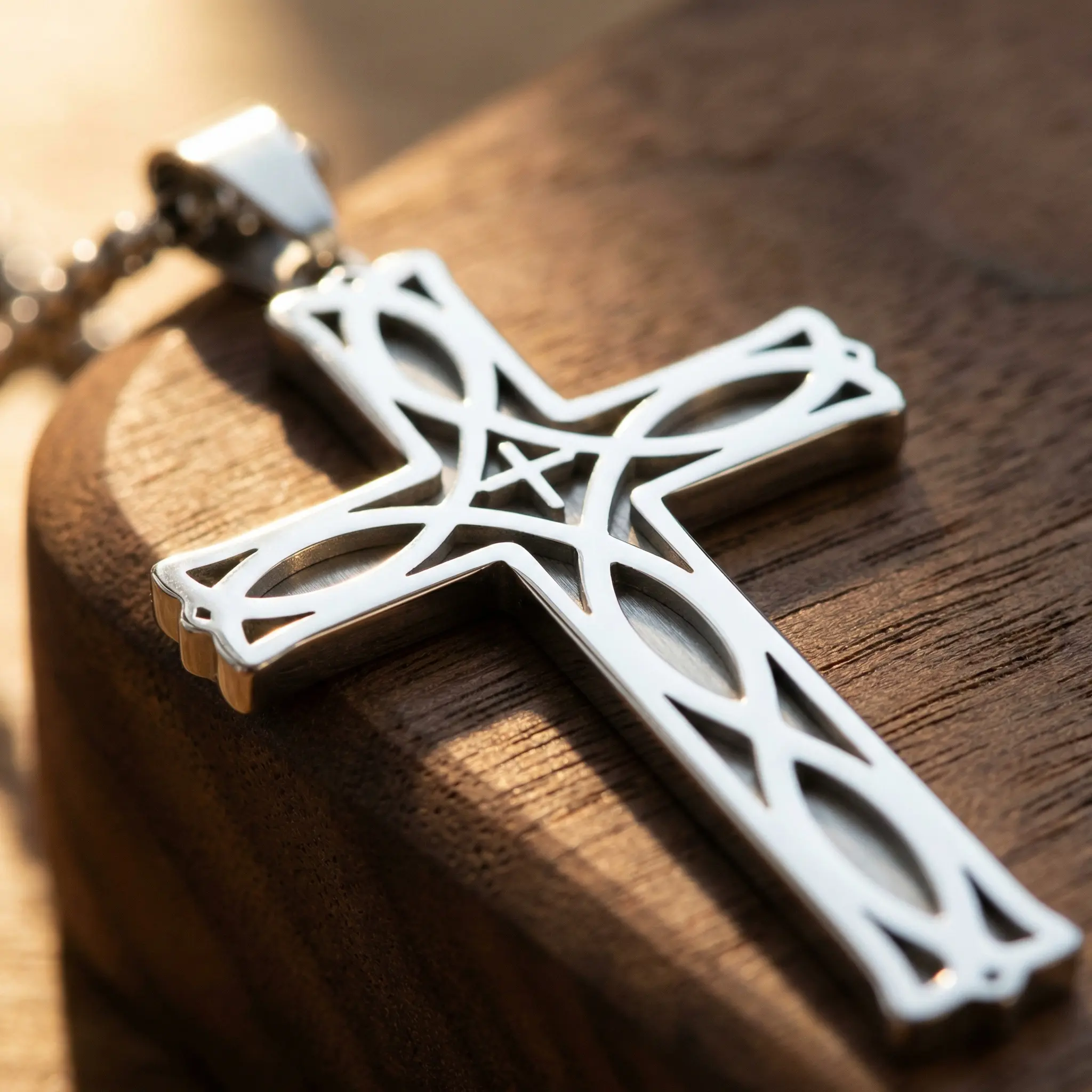 Sunselle Celtic Cross Faith Necklace - Men's Accessories, Necklaces for Women, Premium Stainless Steel Norse Viking Pendant, Irish Trinity Knot Protection Amulet, Religious Spiritual Jewelry Gift, 24in Chain, Bold, Hypoallergenic, Accessories Adults