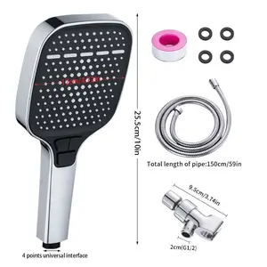 High-pressuremulti-mode handheid showerhead &Square-panlel showerhead,power wash,showerhead with ON/OFF switdh for pets bath 1.5m hose,shower bracket,Shower,bathroom supplies.