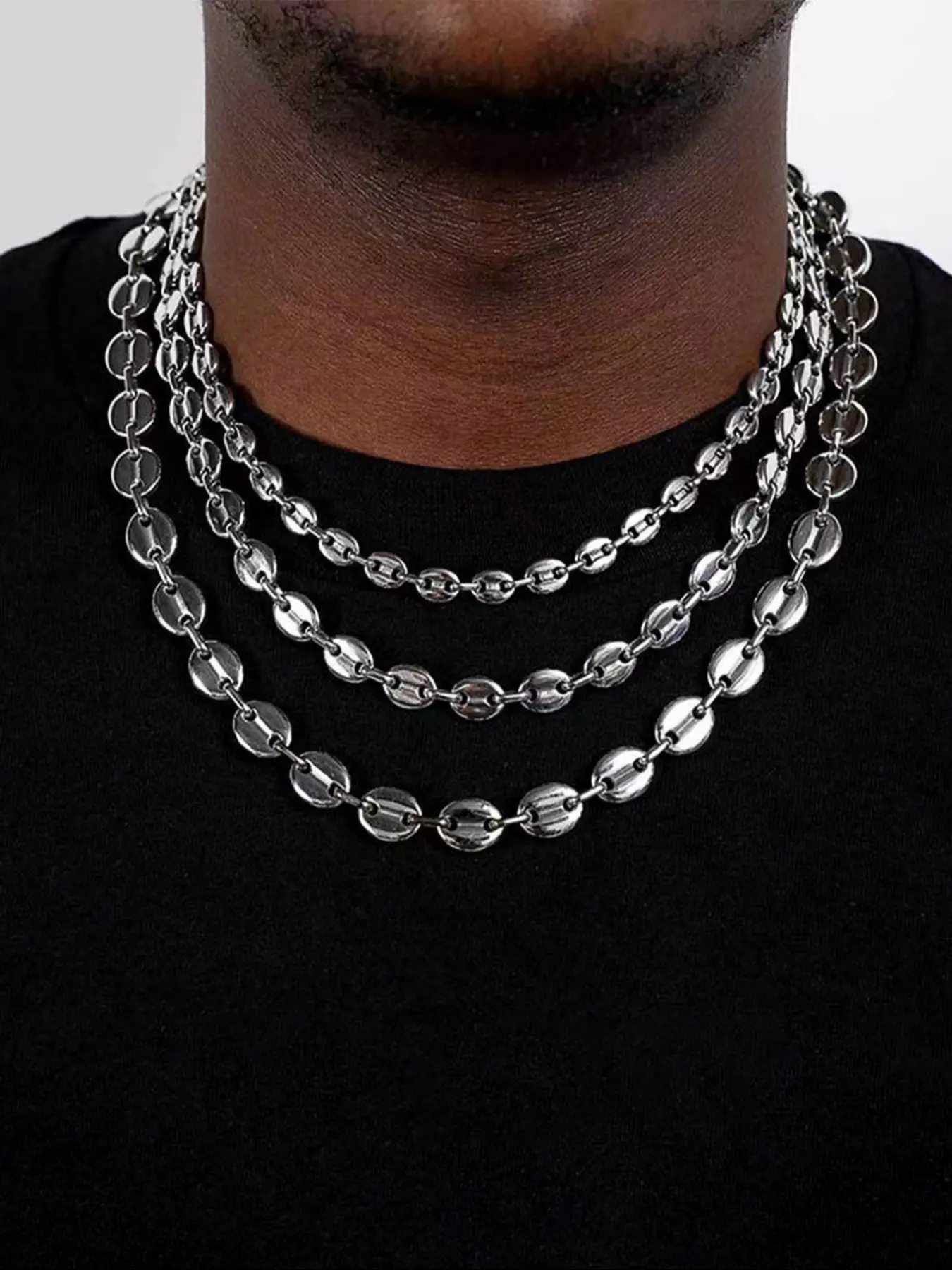Stainless Steel Coffee Bean Necklace, Silver Color Jewelry, Unisex Design, Unique Gift for Coffee Lovers, Durable Daily Wear Accessory