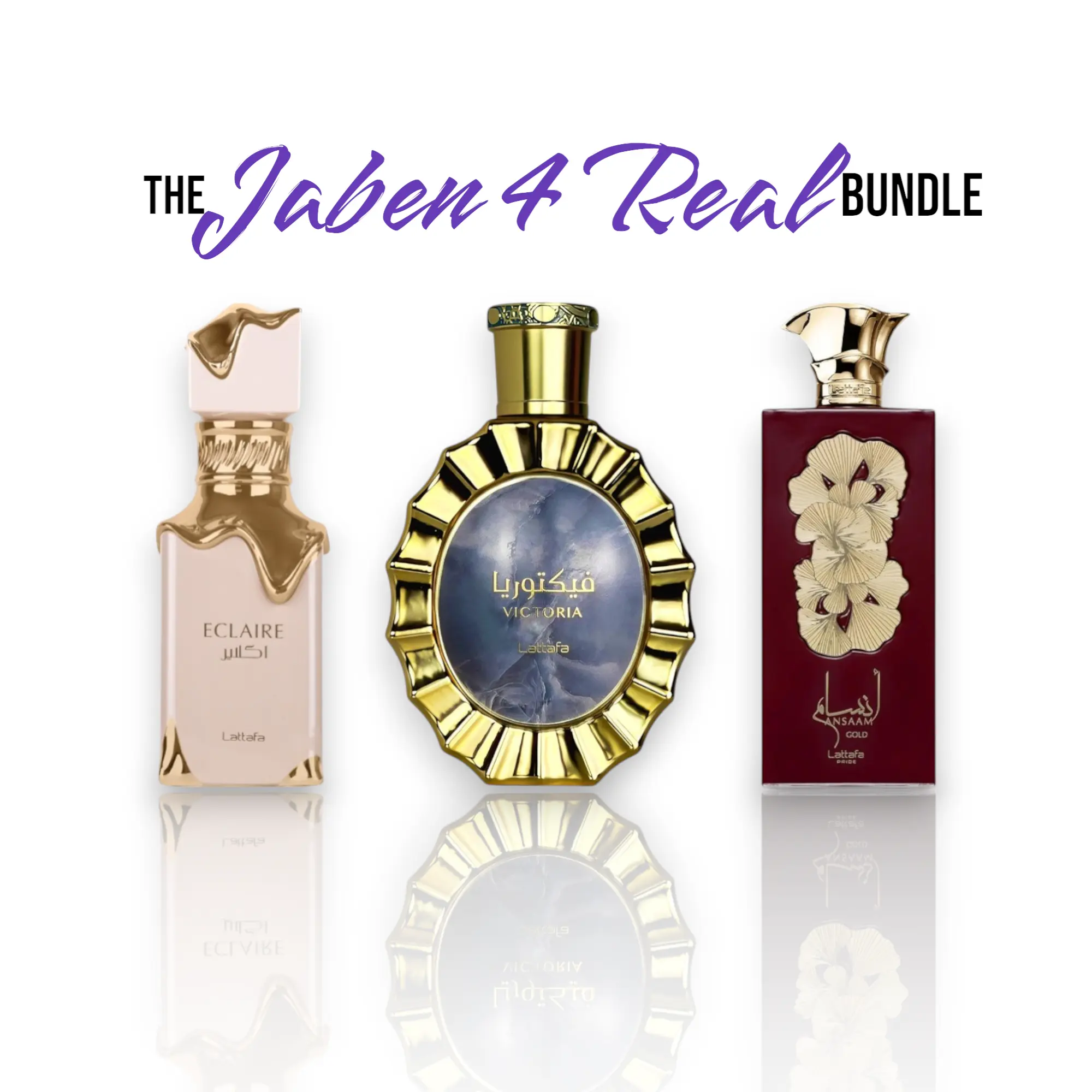 Jaben4Real Bundle - Victoria + Eclaire + Ansaam Gold | Women's Fragrance| 100 ML 3.4 fl oz | Eau De Parfum | Vanilla - Caramel & Honey