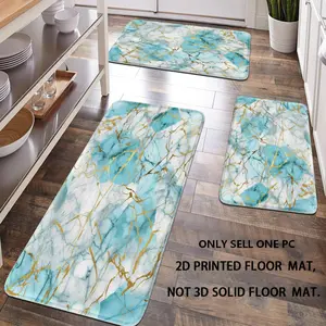 [Popular Choice] 1-pack, home decor, bathroom mat, bathroom non-slip mat, kitchen mat, doormat, blue marble pattern mat, minimalist style mat, soft and comfortable, reduces fatigue.