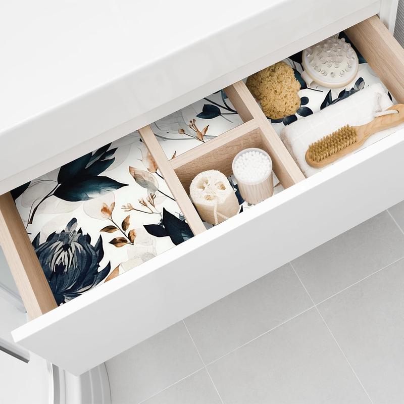 10 Sheets Drawer Liners Dresser Lavender Scented Drawer Liners Non Adhesive Scented Paper Fragrant  Shelf Closet(Linen,Dark Style) room cleaning Teak and Leather Home Fragrance