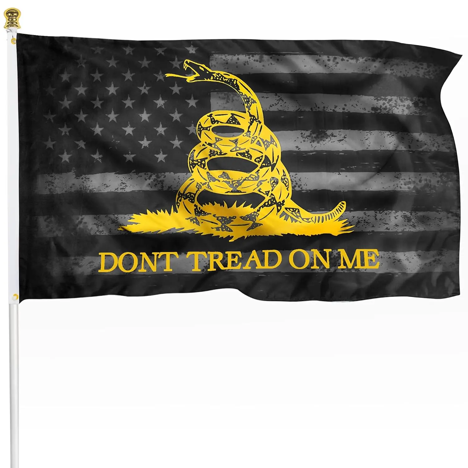 Premium Don't Tread On Me Gadsden American Flag Standing Banner, 3x5 FT 100D Heavy Duty Polyester, Vibrant Print, Double Stitched, Tea Party Rattlesnake Party Decoration Supplies Indoor Outdoor Banner