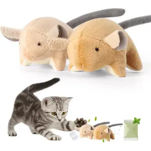 Squeaky Plush Catnip Mouse Toy - 2-Pack Indoor Cat Interactive Toy, Durable and Eco-Friendly, Stress-Relieving Small Mouse Chew Toy (with Catnip Bag)