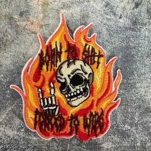 3" Born to shit forced to wipe Resistant Skeleton Iron on Patch