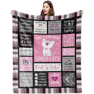 Cat Themed Gift for Women/Girls - Cute Cartoon Print Blanket, Decor and Inspiration for Pig Lovers - Throw
