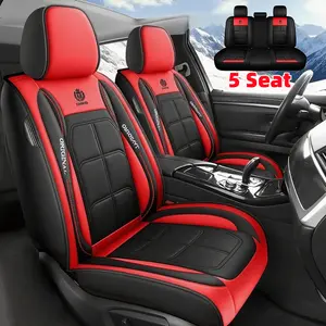 Crafted Leather New Model Car Seat Cover - Waterproof & Wear-Resistant PU Leather - Fully Wrapped Five-Seat Muscle Design - Dirt-Proof & Durable - Seat Protection Kit - All Seasons
