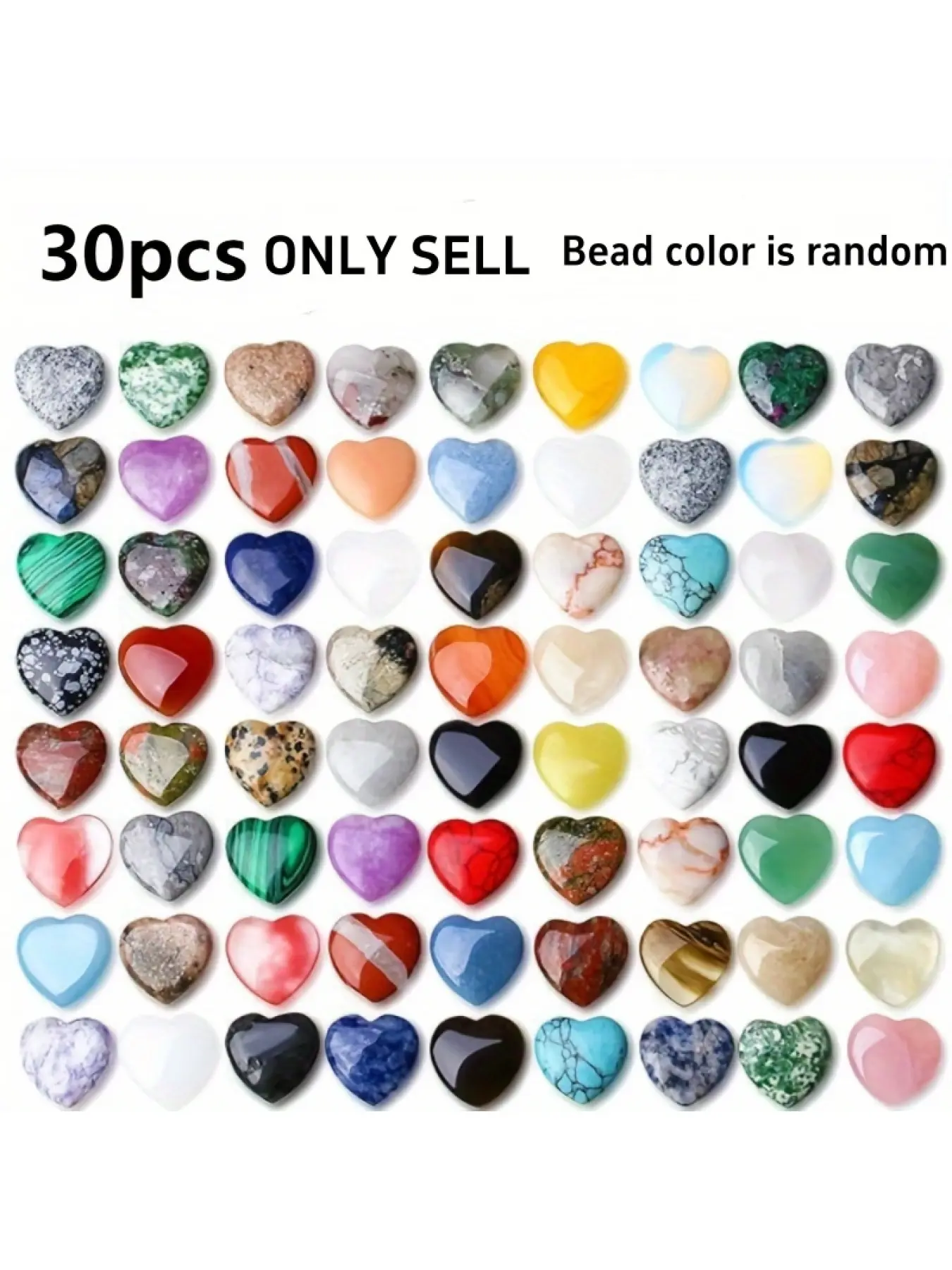 30Pcs Mixed Natural & Synthetic Crystal Heart Charms DIY Pendants Crystal Pendants 2Cm Size for Jewelry Making Craft Supplies