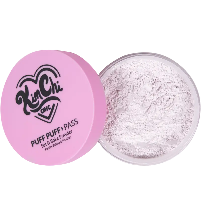 KimChi Chic Beauty Puff Puff Pass Set & Bake Powder - 20g Loose Setting Powder, Oil Absorbing, Rice Powder, Vitamin E