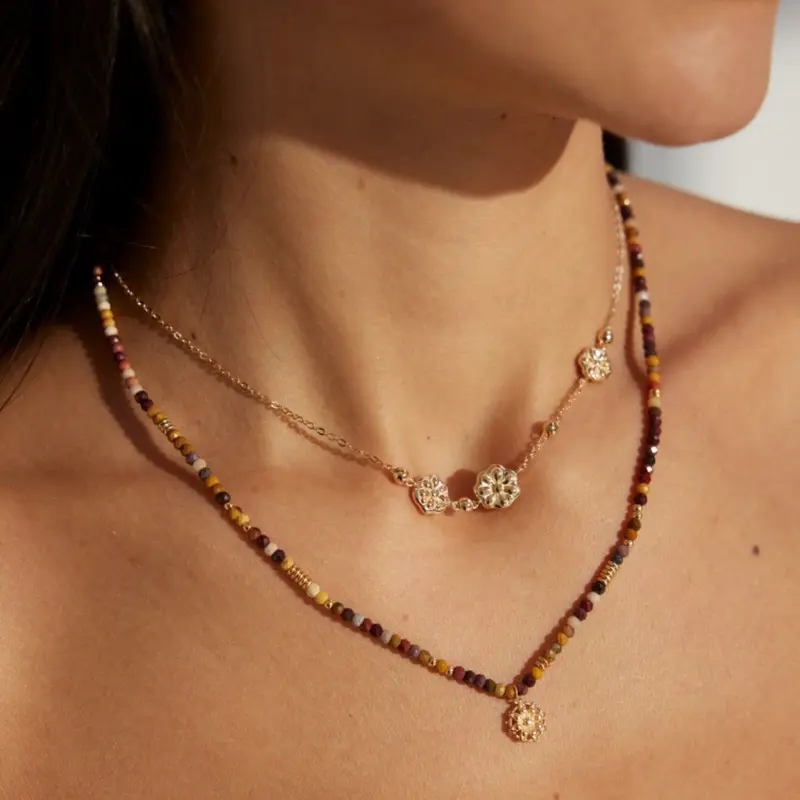 Willismay Sunlit Mookaite Pearl Necklace Natural Gemstone Glow Soft Radiant Shine Unique Patterns Ideal for Gifting Daily Wear