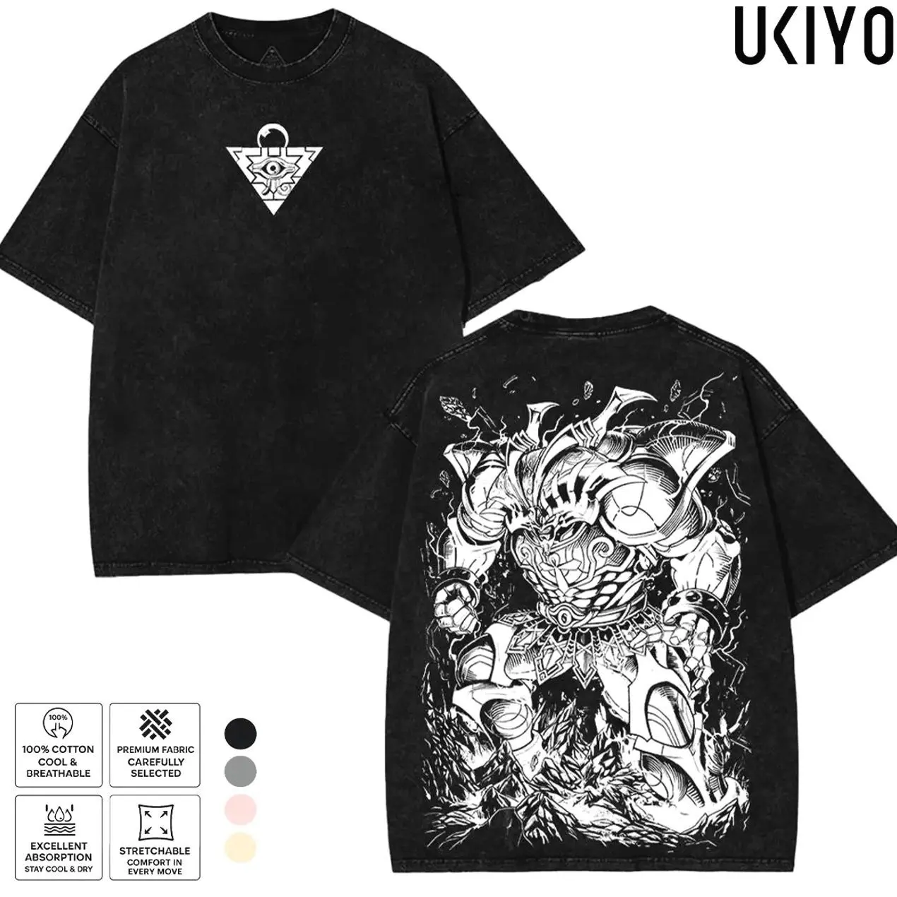 Exodia Legendary Yugioh Yu-gi-oh Monster Card line art Yugi Muto anime manga game 2 sided Washed Tshirt Menswear 90s graphic tees t-shirt merch unisex wash vintage anime tee streetwear movie RFN