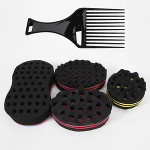 5pcs Big Holes Magic Sponge Brush for Wave, Coils, and Afro Hair - Hair Care Tool for Men and Women, Hair Brushes, Styling Tool Set