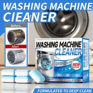 Washing Machine Cleaner Descaler Tablets, Deep Cleaning Remover for Front & Top Loaders, Eliminates Odor, Limescale, and Grime, 24 Pack