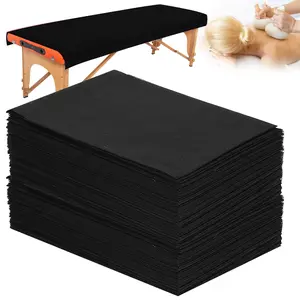 50 PCS 31" X 79" Thick Soft Massage Table Sheets Sets Disposable SPA Bed Sheets Non Woven Fabric Lash Bed Cover (Black)