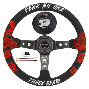 Track Ready Deep Dish Steering Wheel + Short Hub Adapter Kit For Honda Acura