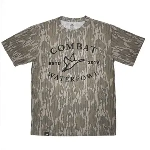 Combat Waterfowl Camo Graphic T-Shirt, ESTD 2019 Short Sleeve Camouflage Tee, Outdoor Hunting Casual Streetwear Top for Men Women
