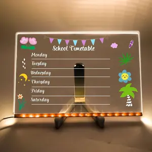 Acrylic Dry Erase Board with Light, 1 Count LED Light Up Dry Erase Board with Pen, Teen Girl Gifts, Presentation Supplies for Office School Home